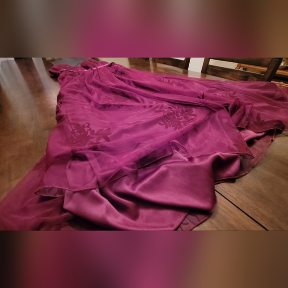 GALINA SIGNATURE || Burgandy Wine Half Wrap Formal Gown - Women's Sz 14 - Picture 2 of 16